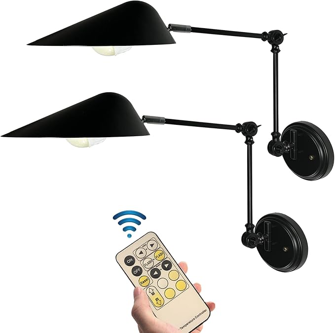 Wall Sconce Battery Operated Run Swing Arm Wall Light No Wire Install ...