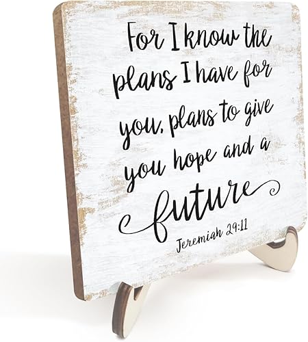 Miniatura 16 de Letrero de escritorio inspirador de madera rústica, 5.1 x 5.1 pulgadas, material de madera, soporte de mesa para decoración del hogar u oficina