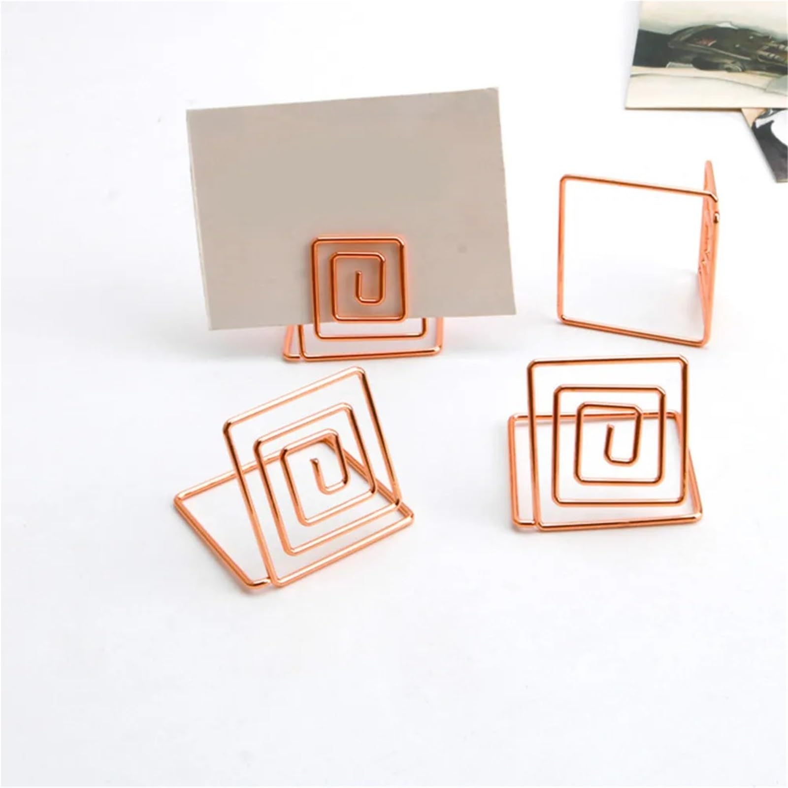 Lot de 30/80 pinces à mémo carrées en métal or rose pour marque-places de mariage, numéros de table, menus, décoration de maison, pour tables, magasins, étiquettes, bureau, fête de mariage