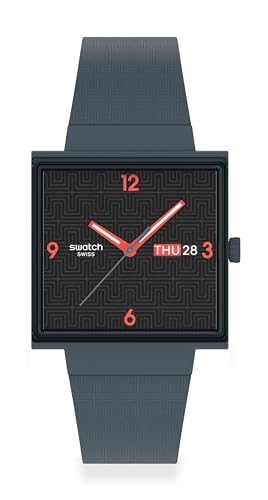 Swatch Unisex Casual Grey Bioceramic Quartz Square Watch SO34M701