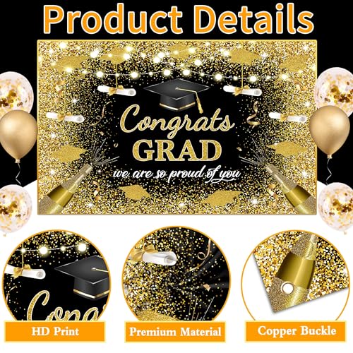 Fondo Graduación 8x6 FT Negro con Brillo Dorado miniatura 6