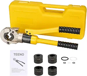 Hydraulic Copper Tube Crimping Tool,Copper Pipe Fittings Crimping and Plumbing Tool with Crimping Dies Jaw 1/2", 3/4", 1" (T-V-1632-YT-USA)