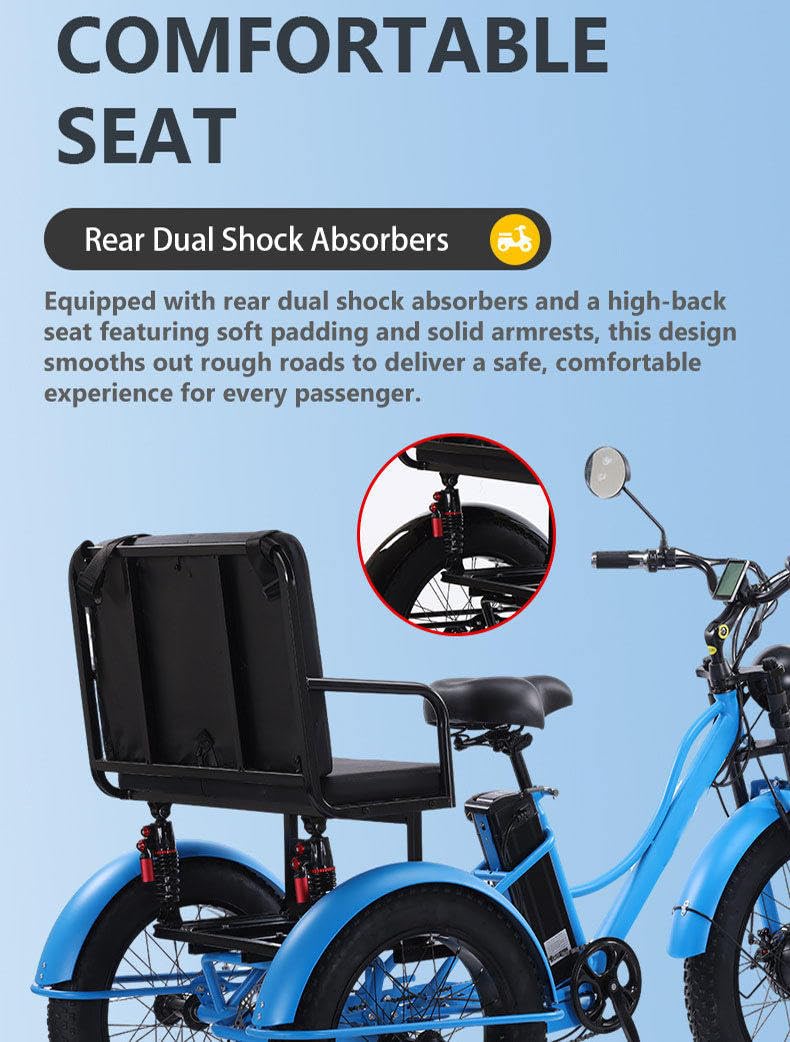 Triciclo elettrico per adulti da 24 pollici con pedalata assistita, sedile multifunzionale, display LCD, faro, acciaio ad alto tenore di carbonio, portata massima 150 kg, ideale per strade u
