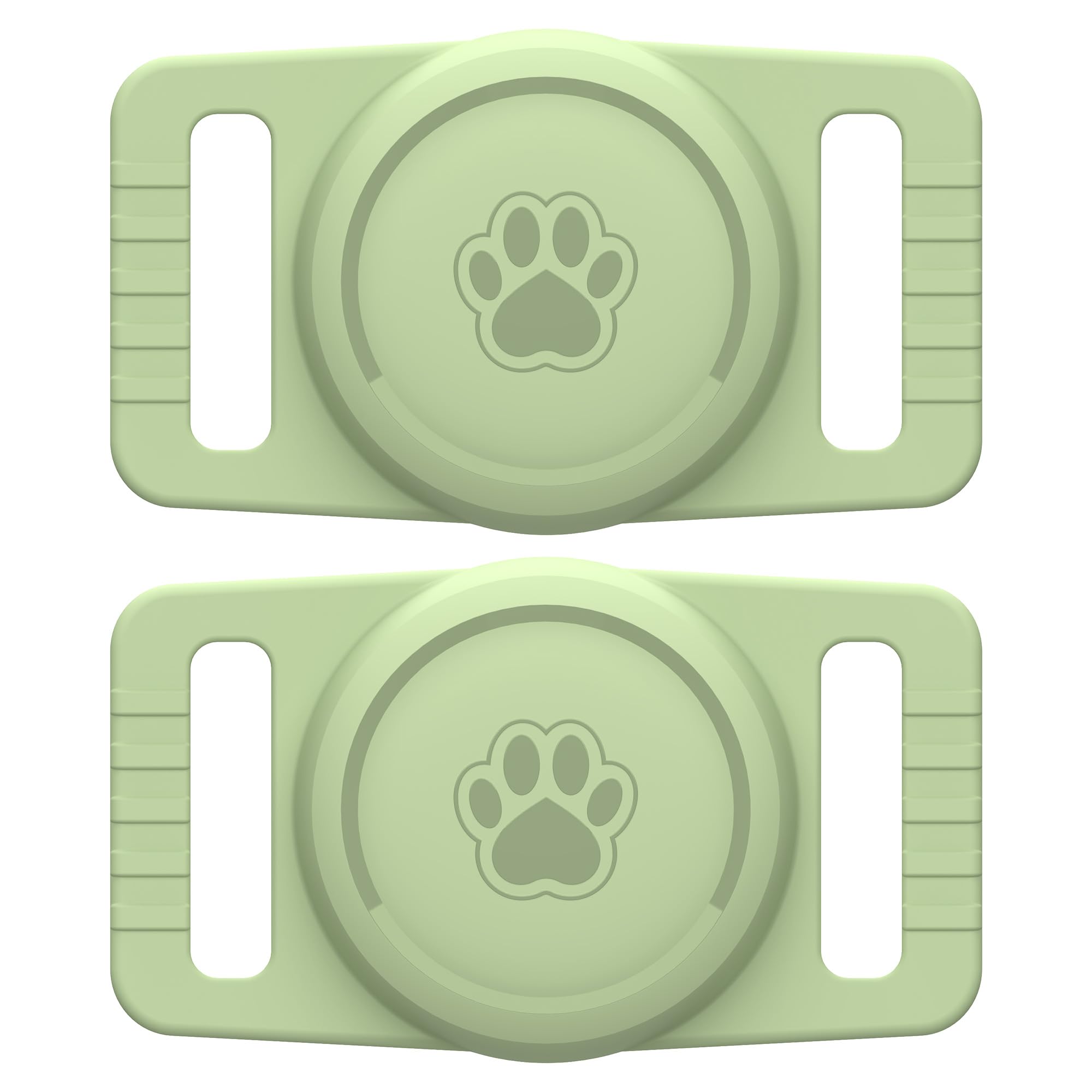 GOCII for Airtag Dog Collar Holder 2 Pack,Waterproof Dog Collar Holder for Apple AirTag(Gen 1 &amp; 2),Silicone Air Tags Case for Dog Collars(Light Green)