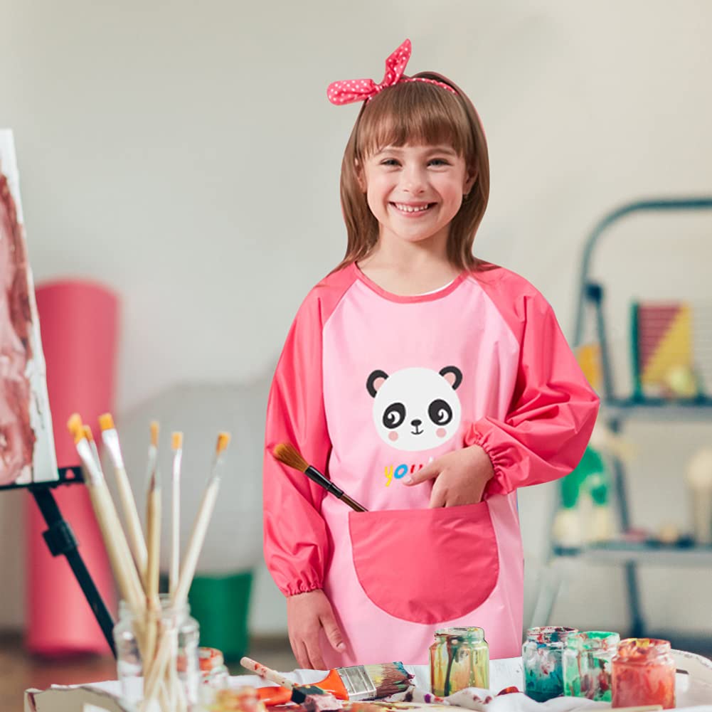 ISAKEN Bavaglino a Manica Lunga Grembiule Pappa, Bavaglino Bambini Impermeabile Nutrire Grembiule Lavabile Grembiule di Cotone per 6-36 Mesi Bambini Che Mangiano Pittura e Giocando