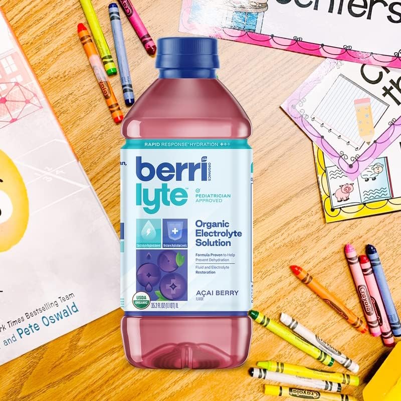 Miniatura 9 de Berri Lyte Bebidas de hidratación con electrolitos con agua de coco, electrolito orgánico y vegetal, bebida de rehidratación pediátrica, bayas de