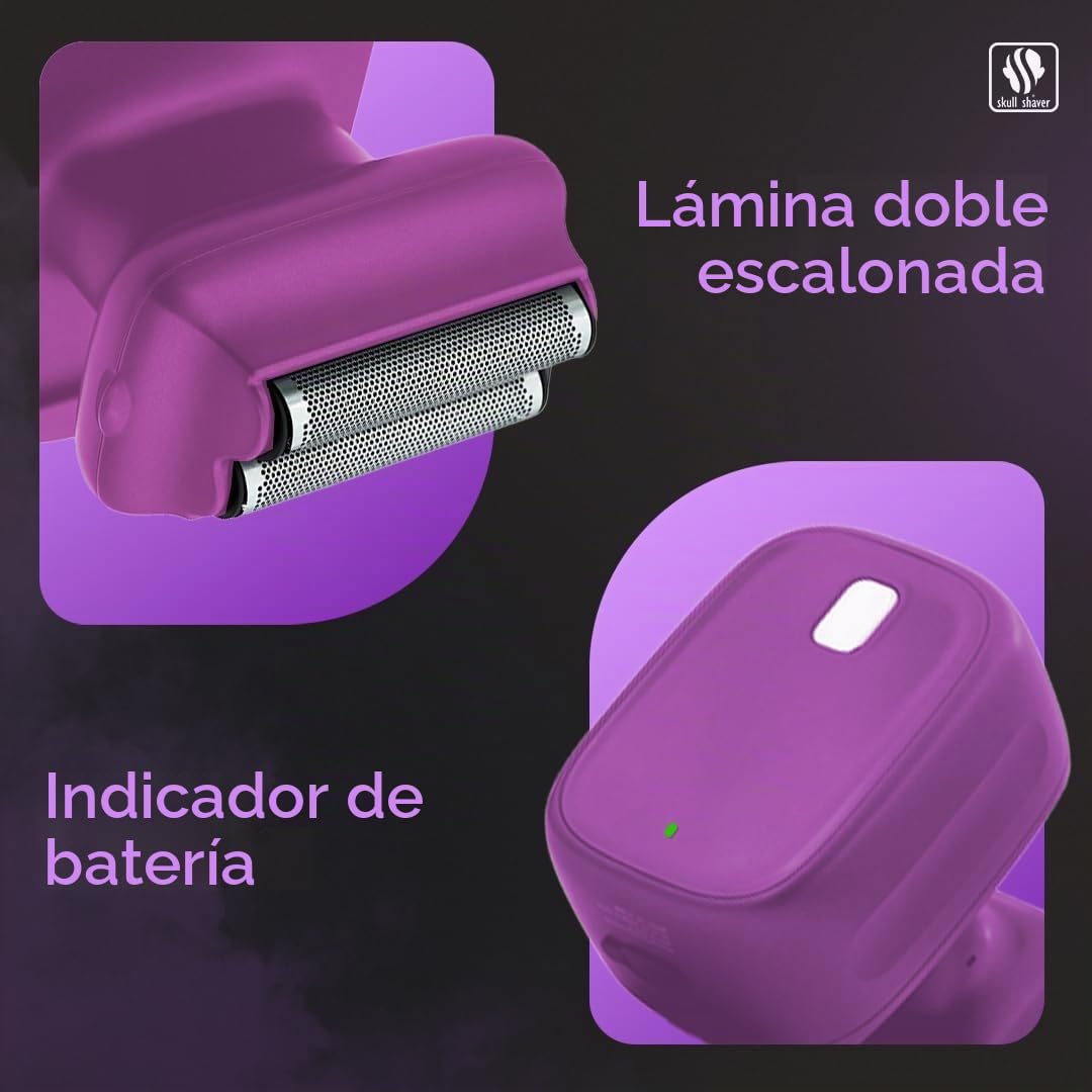 Skull Shaver One Lion Purple PRO Afeitadora para Mujeres - Eliminación de Vello Impecable - Afeitadora Eléctrica con Tecnología de Doble Hoja Escalonada | Eliminación de Vello Impecable, Afeitadora Eléctrica con Tecnología de Doble Hoja Escalonada, Para M