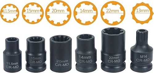 Miniatura 4 de Juego de 12 piezas de pinza de freno de impacto especial de 12 pulgada de llave de vaso cuadrada Kit de herramientas de freno compatible con