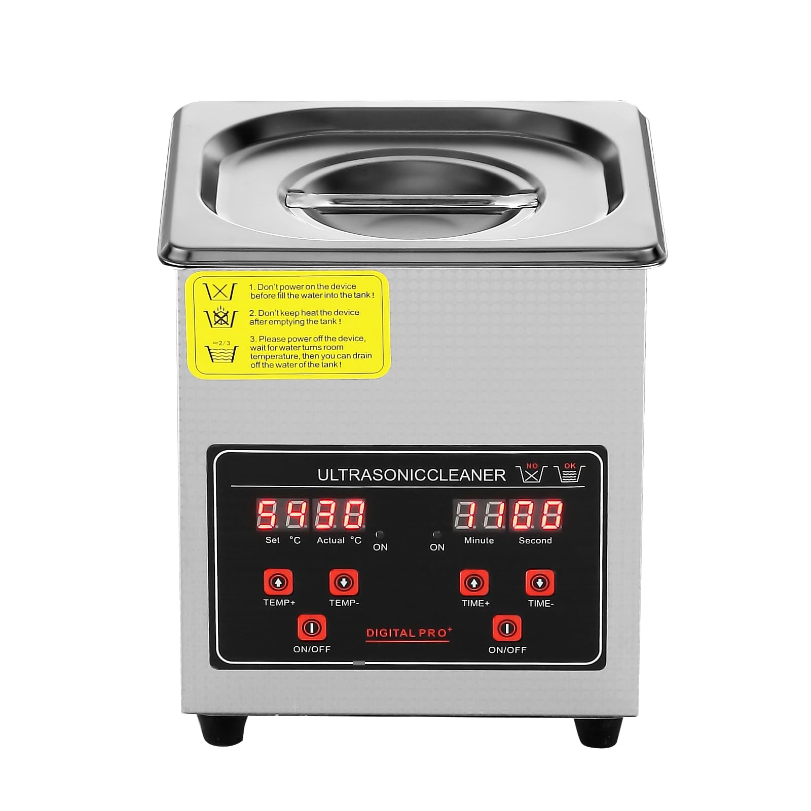 Happybuy Ultrasonic Cleaner, 2L Stainless Steel Heated Cleaning Machine with Digital Timer for Jewelry, Glasses, Watches, and Small Parts