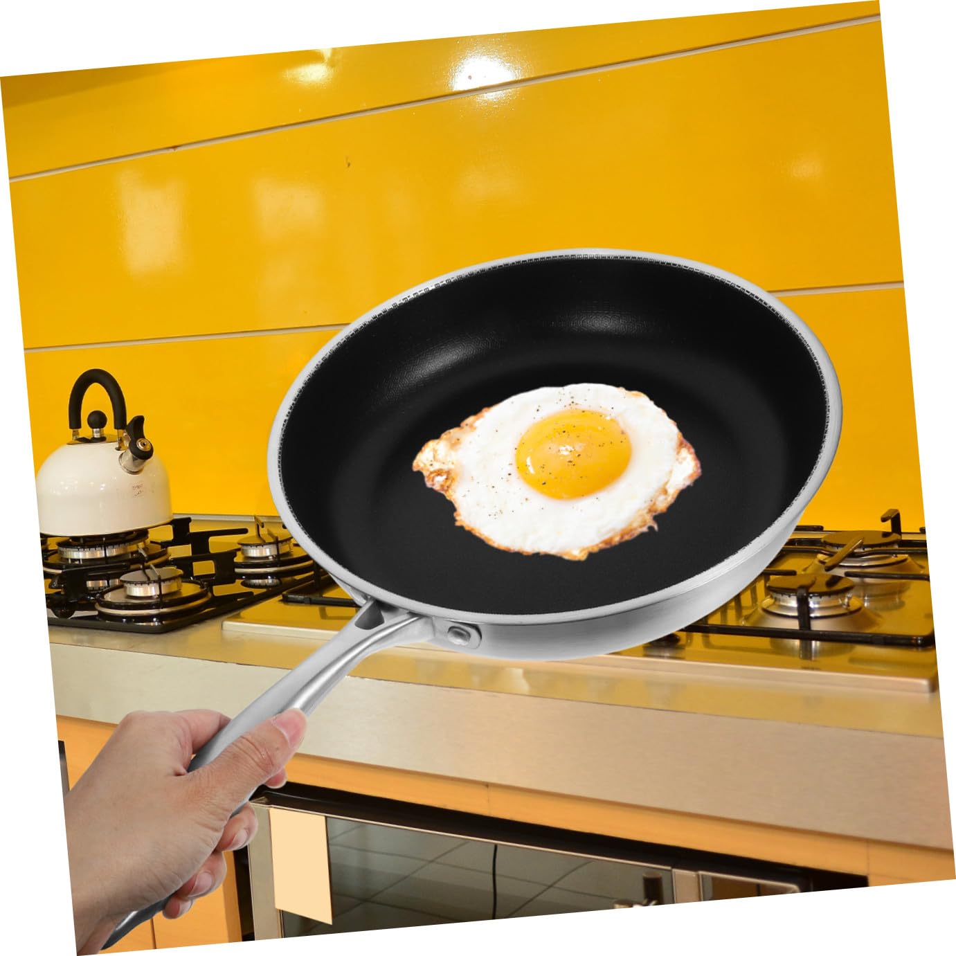 Ipetboom Padella per Friggere in Acciaio Inox Rivestimento a Nido D'ape, Leggera e Riduce Consumo di Olio, per Cucinare Uova e Bistecche in Casa