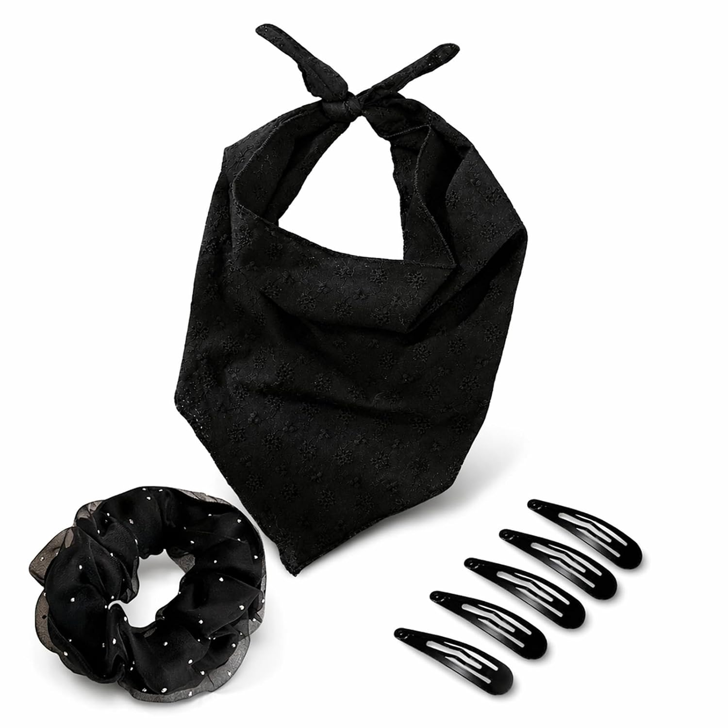 Hair Accessories Set For Women - Headscarf - Scrunchie - Mini Hair Clip