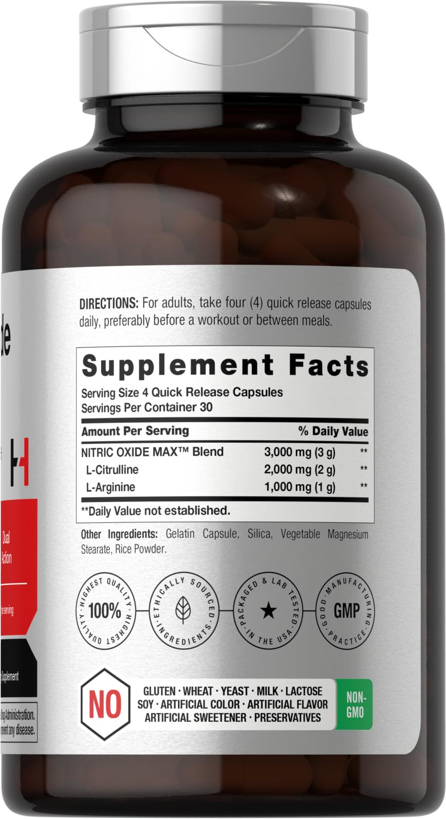 Horbäach Nitric Oxide Supplement | 3000mg | 120 Capsules — Amazon image 2