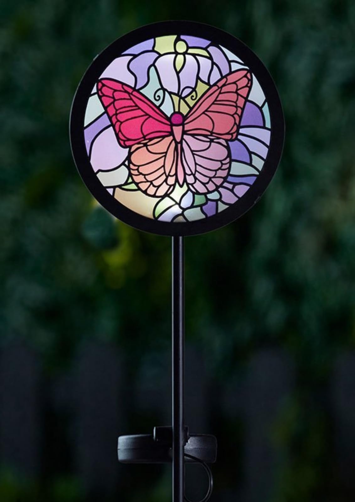 Garden Mile Butterfly Giant Solar Stake Light - 89Cm Freestanding Weatherproof Led Stake Light With Stained Glass Effect - Decorative Solar Pathway Light For Outdoor Decorations And Pathways