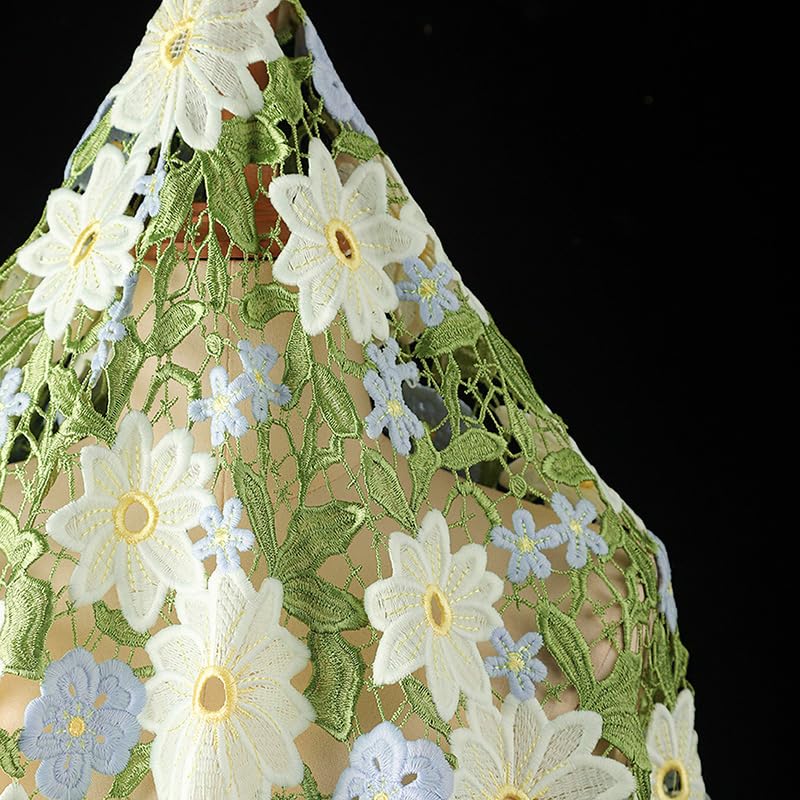 Tissus Couture Tissus à fleurs brodées vertes 50x130cm, for bricolage, couture de vêtements, chapeau, robe, vêtement, décor fond, tissu créateur artistique(100x130cm)