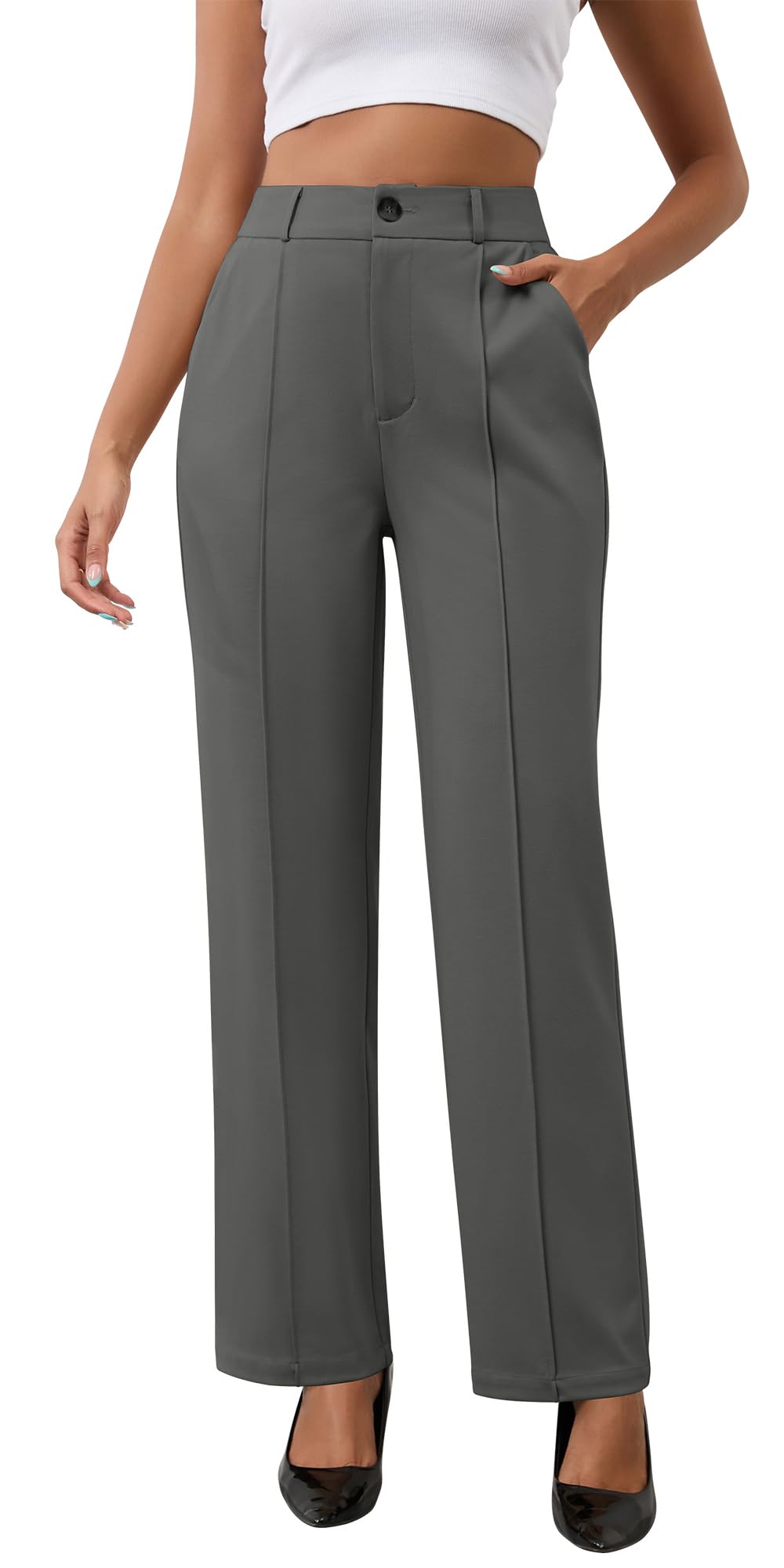 AVAMO Stretchy Work Pants High Waisted Slacks for Women Dress Pants Business Casual Pants Office Trousers with Pockets