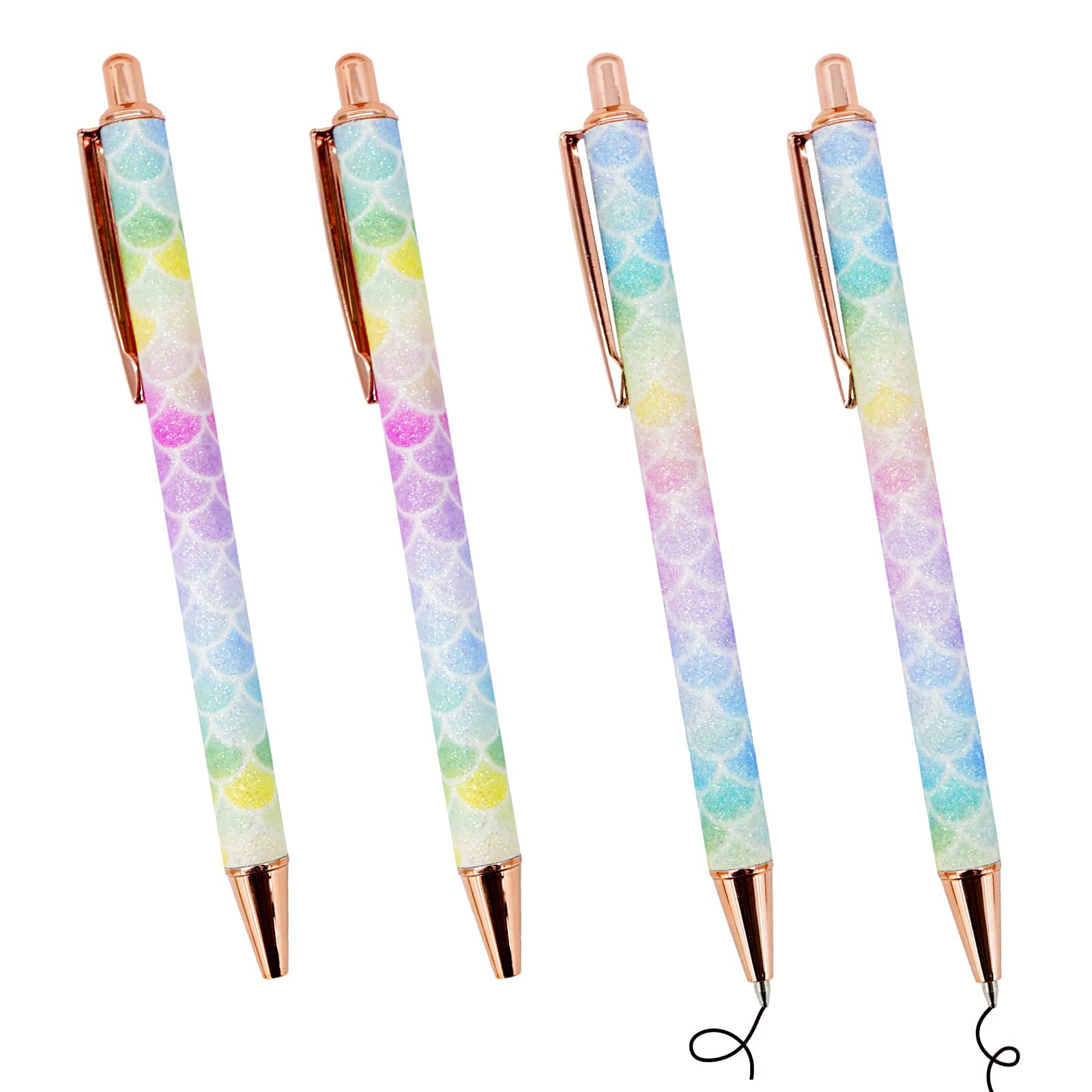 HHLCWA 4 Pieces Yellow Croaker Patterns Writing Ballpoint Pens, Click Pens, Metal Retractable Pens, Medium Point 1.0 mm Pens for Women Girls Home School Office Supplies,Birthday and Party Gifts