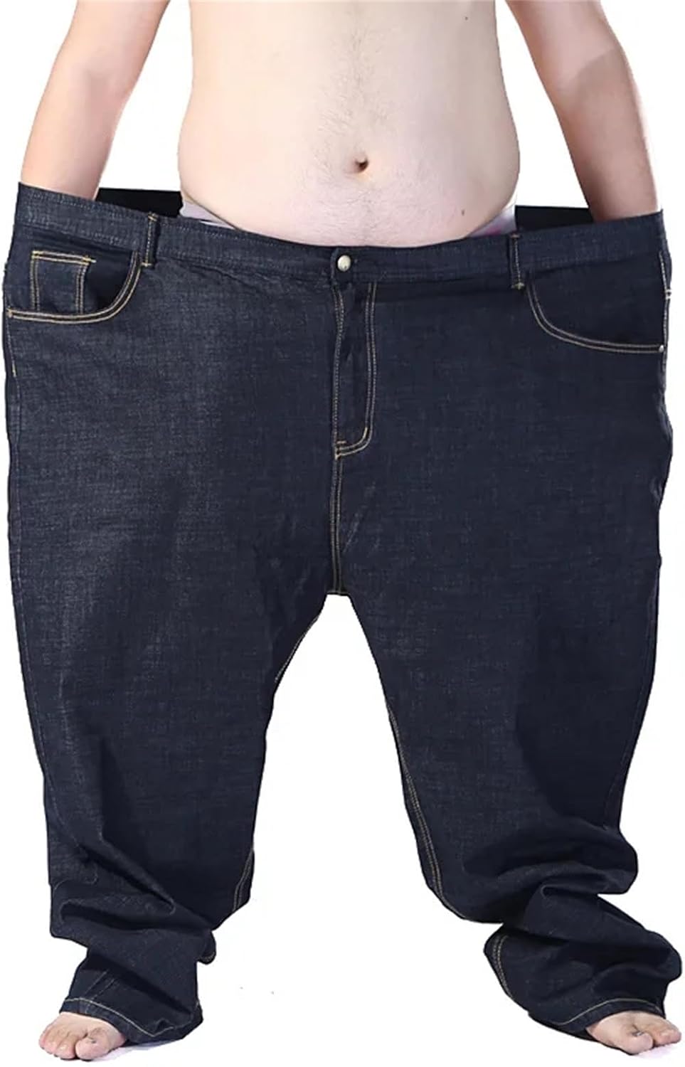 Men's Jeans Black Extra Large Oversize Mens Elastic Stretch Denim Trousers Male Jean Pants
