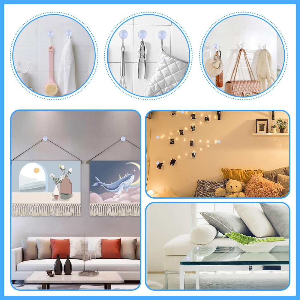 20 Pack Double Sided Suction Cups - 1.2 Inch Clear PVC For Glass & Smooth Surfaces