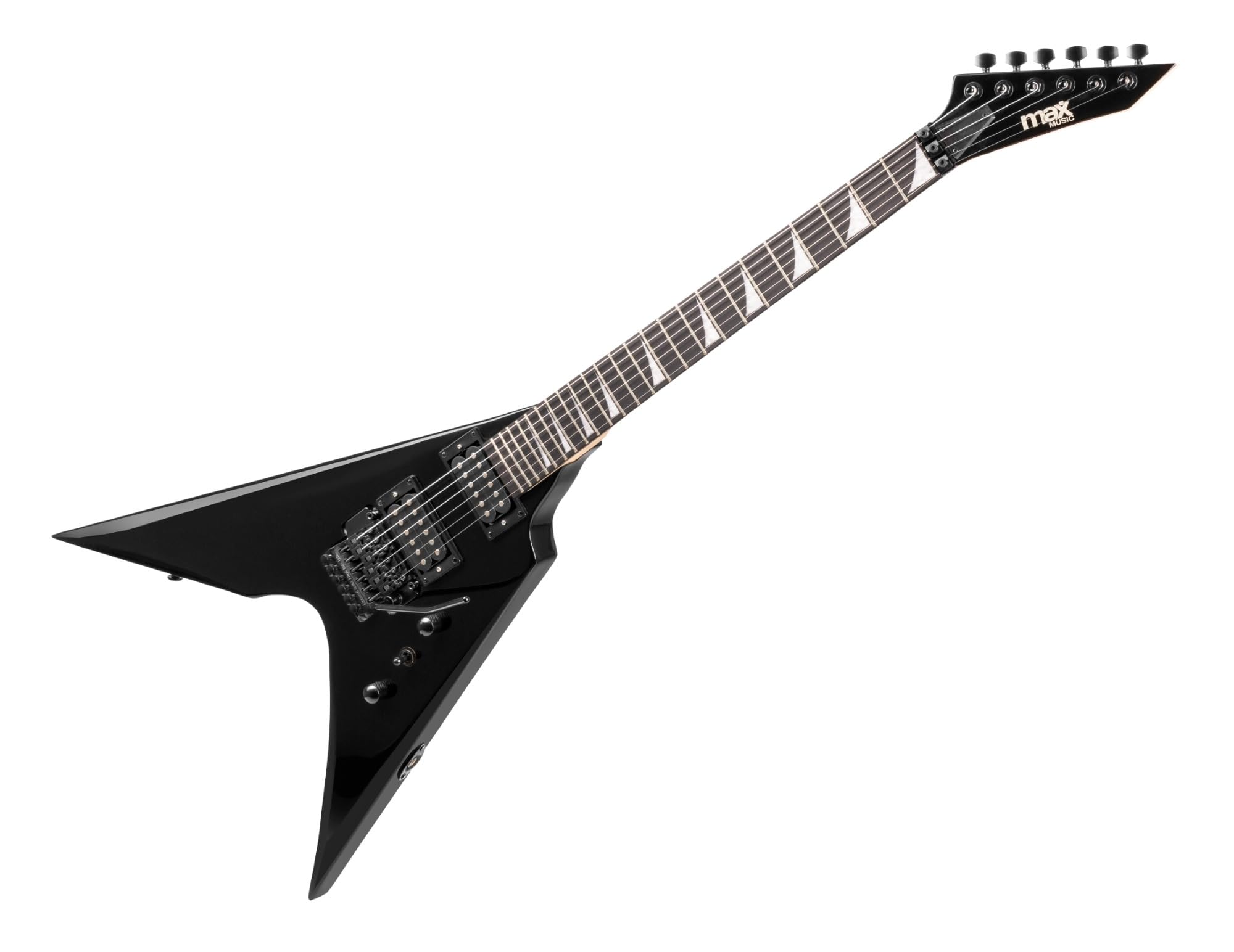 Max GigKit Rock Style E-Gitarre, E Gitarren Set mit Gitarrenverstärker, Tasche, Plektrum, Stimmgerät Gitarre, Instrumentenkabel, Ersatzsaiten, Gitarrengurt, 24 Bünde - Schwarz