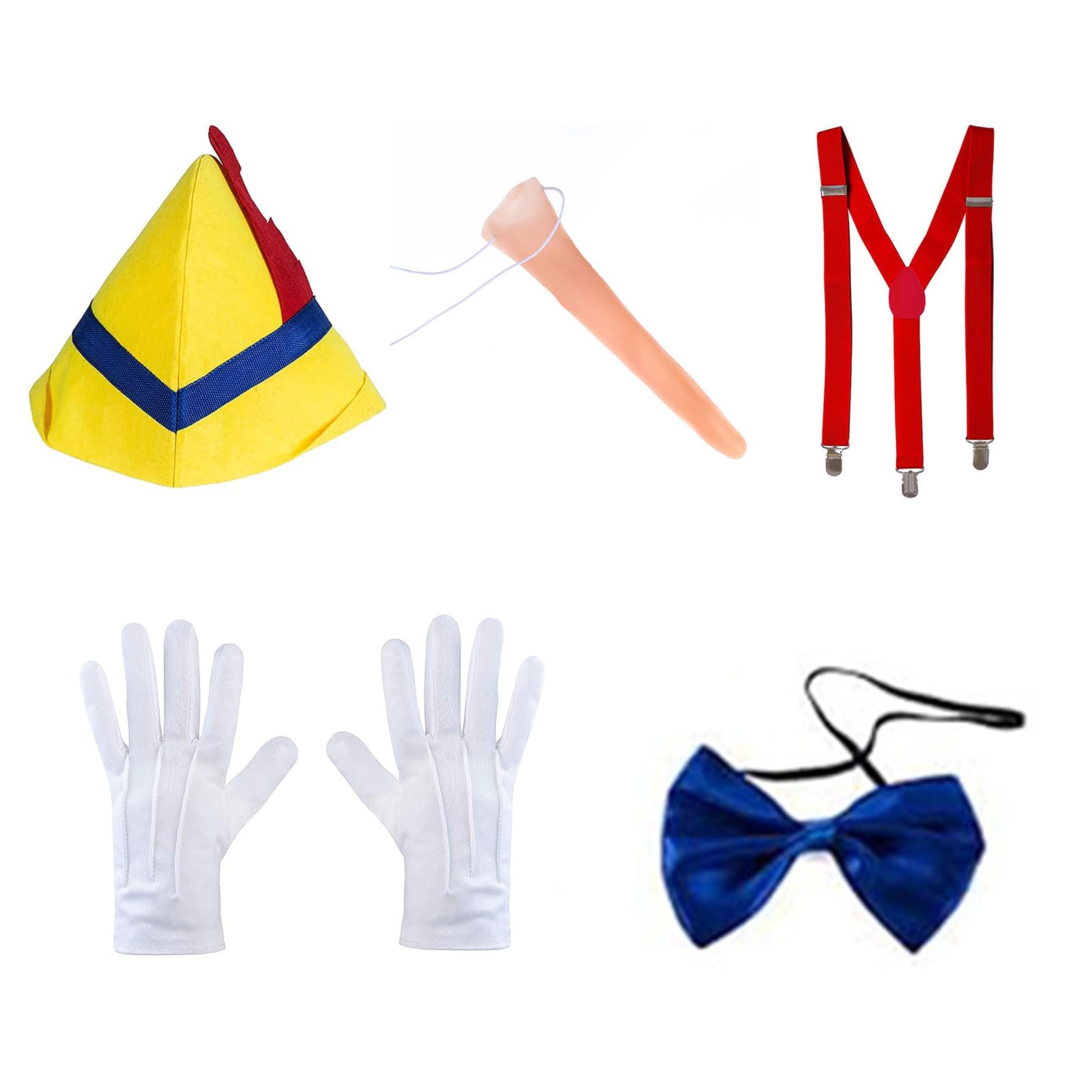 PANFHGFG Puppet Costume Accessories Long Nose Suspender Storybook Fairys Tale Puppet Costume Halloween Cosplay Party Story Book Characters