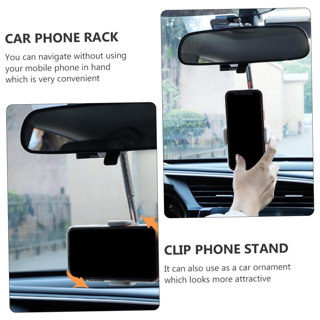 DOITOOL 3 Soportes De Teléfono con Clip para Espejo Retrovisor De Coche Soporte para Teléfono Soporte De Navegación Material Abs Conducción Segura.