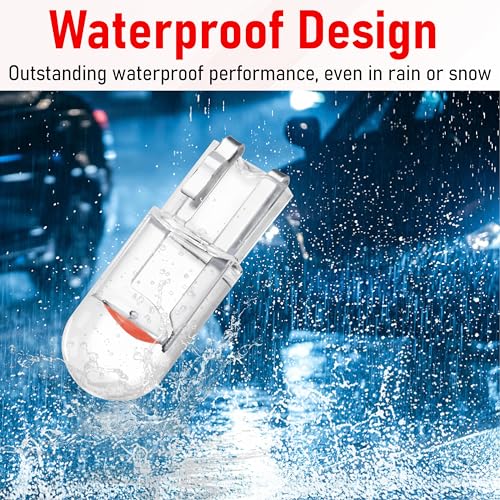 Image of ecocstm 30 PCS Car 194 LED Bulbs, 168 2825 W5W T10 Wedge COB LED Replacement Bulb, Error Free Interior Bulb for Dashboard Light, Dome Lights (Red)