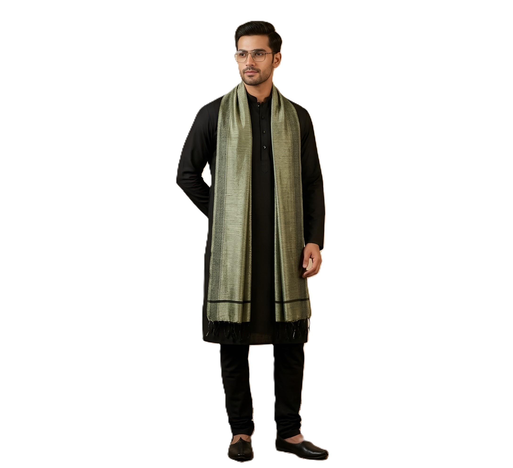 muffly Men's Khadi Cotton Dupatta with Natural Slub Dusty Texture & Tassel Border | Handloom Style Lightweight Breathable Ethnic Dupatta for kurta pajama sherwani | Size 2.4 x 0.9 Meter-picture-22