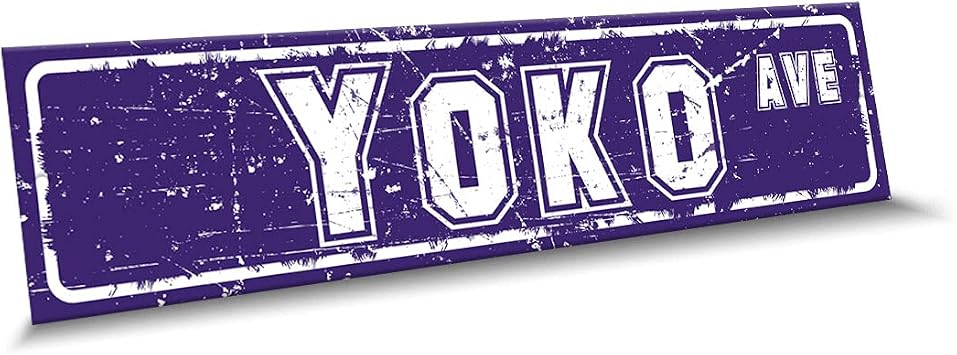 Yoko Name Purple White Color Street Sign, 4"x 18" Aluminum Metal Novelty Sign, Indoor - Outdoor, Design m19