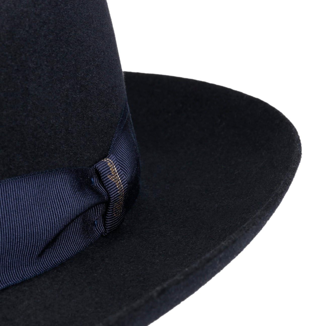 Borsalino Kapelusz z Filcu Sierści MarengoKobiety/Mężczyźni - Made in Italy wełniany filcowy siersci rypsowym paskiem Zima