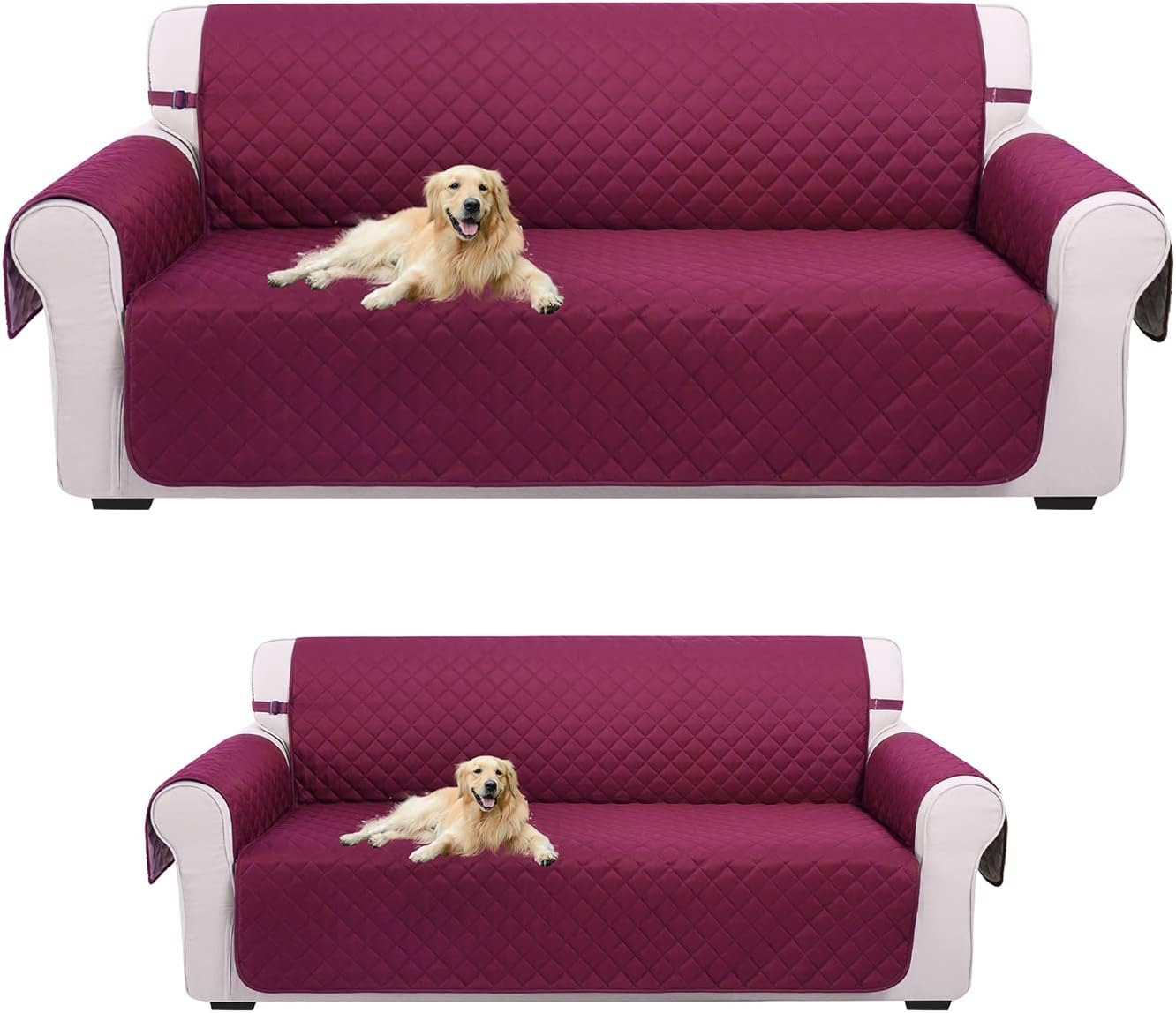 UNICE Home Reversible Sofa Cover Bundle XL Sofa Cover(Sofa+XL Sofa, Burgundy)