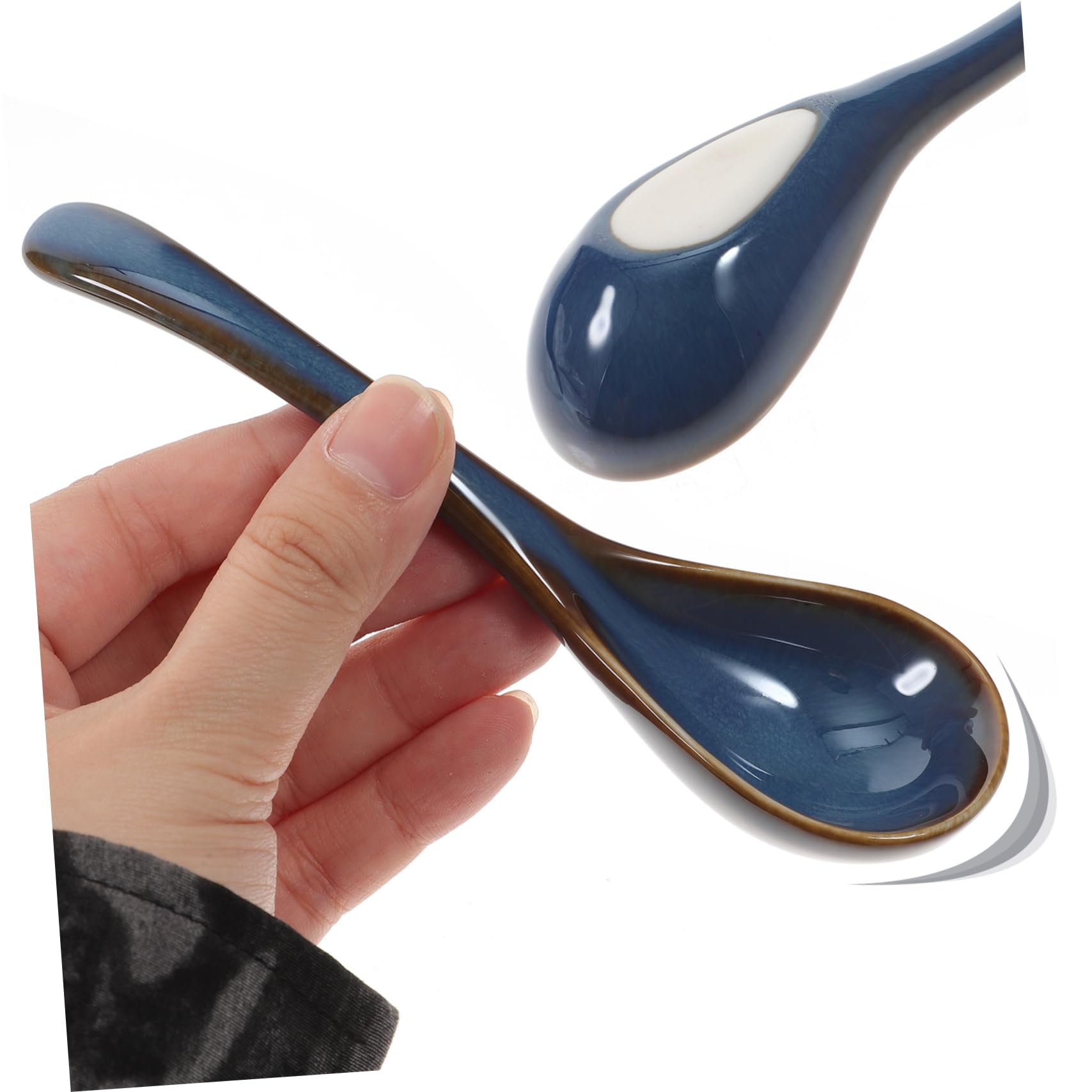 VINTORKY 2pcs Ceramic Spoon Kitchen Round Dinning Table Dinner Spoon Chinese Soup Spoon Ramen Spoon Ramen Soup Spoons White Dinnerware Wonton Spoon Noodles Ceramic Stirring Spoon Ceramics