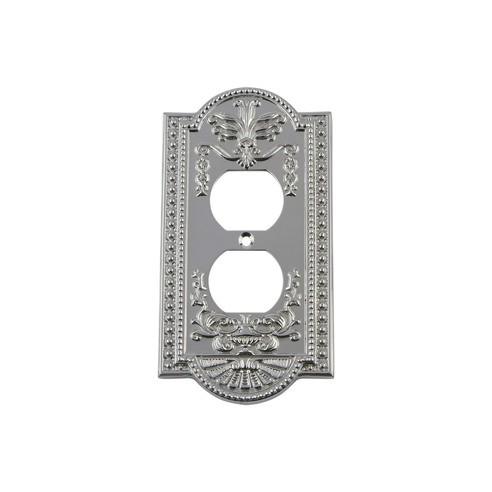 Nostalgic Warehouse 719860 Meadows Switch Plate with Outlet, Bright Chrome