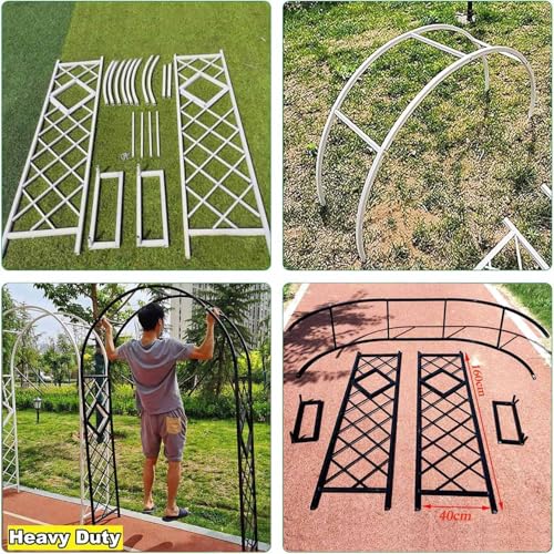 Arco de jardín negro ajustable: soporte de metal para plantas y flores 7