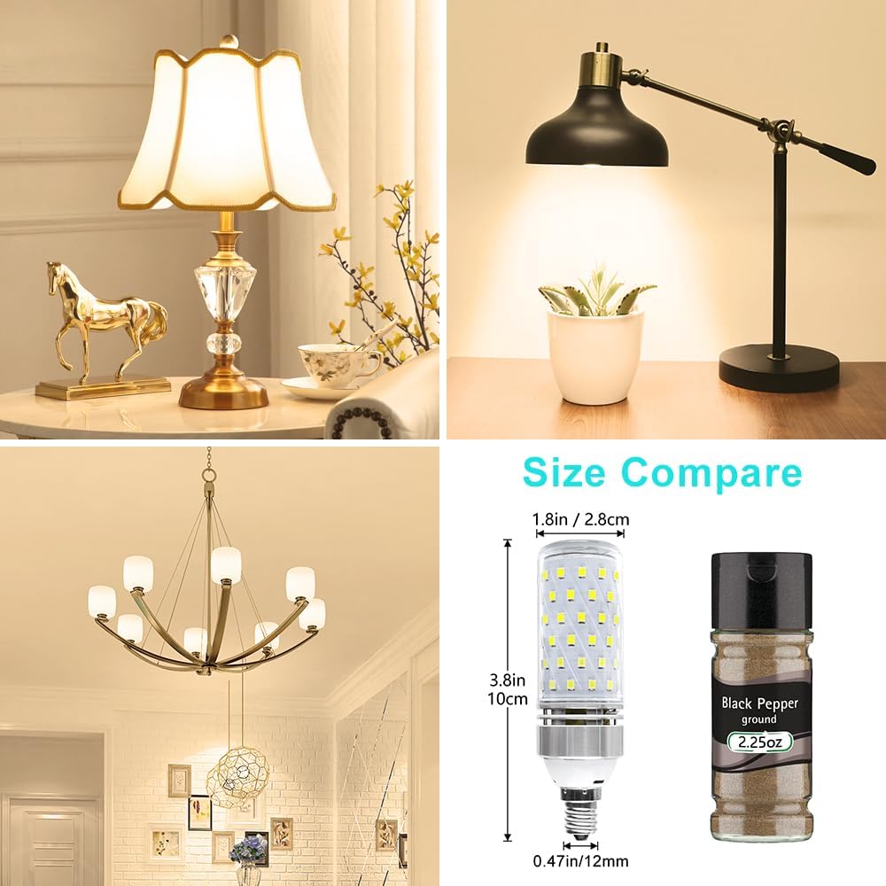 Super Bright E12 LED Bulbs, 16W 1500LM E12 Bulb, Nature White 4000K Lights, CRI80+, 120W Incandescent Bulb Equivalent, E12 Base Non-Dimmable LED Lamp, 12 Pack