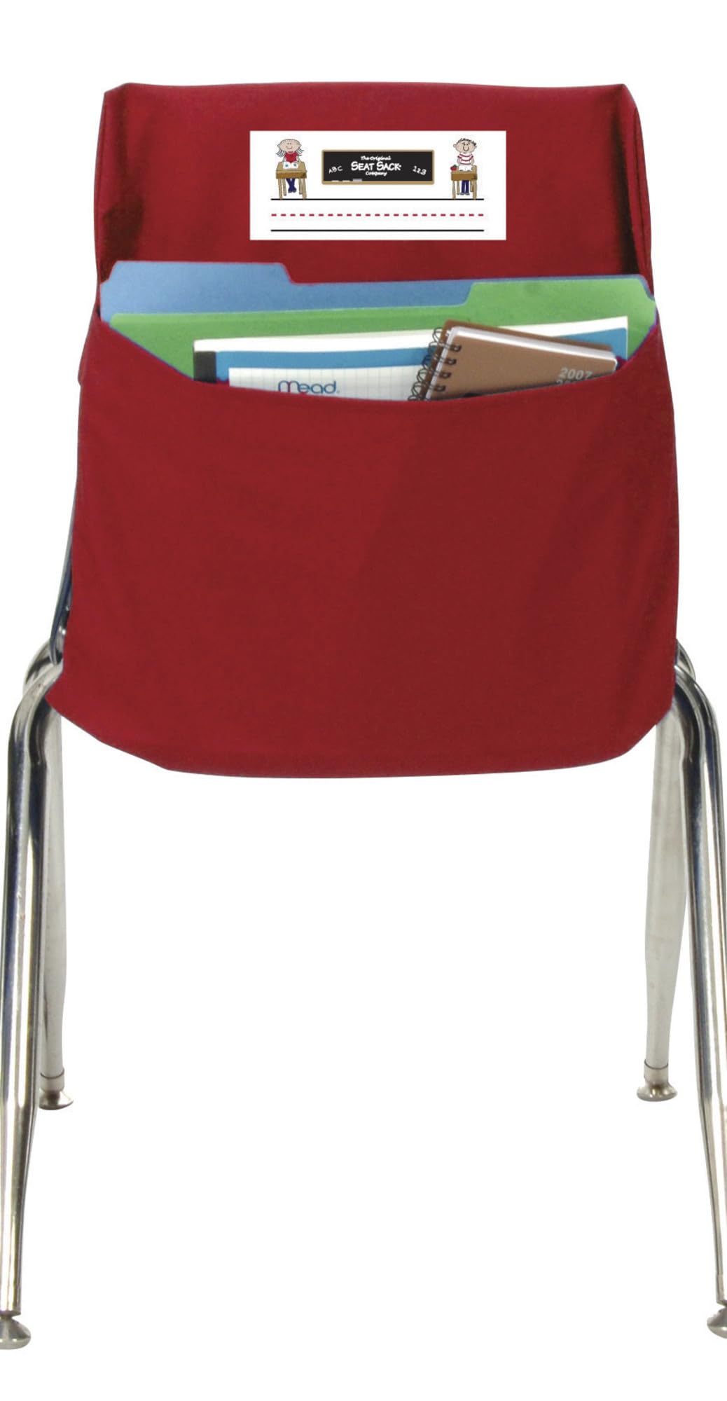 Seat Sack Standard Chair Storage Pocket - 14 Inches Red - Perfect Organizer for Classroom Chairs, Durable and Spacious, Storage and Organization