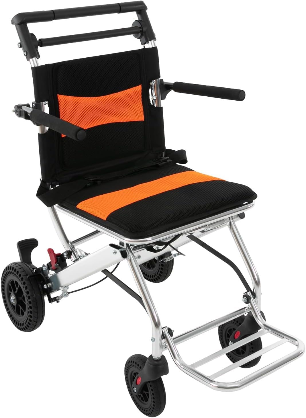 YGNVMCXJG Transport Wheelchair Lightweight Foldable, Transfer Travel Wheelchair for Adults & Seniors, Portable Airplane Travel Transport Chair with Hand Brakes, Aluminum Frame, 350lbs Capacity