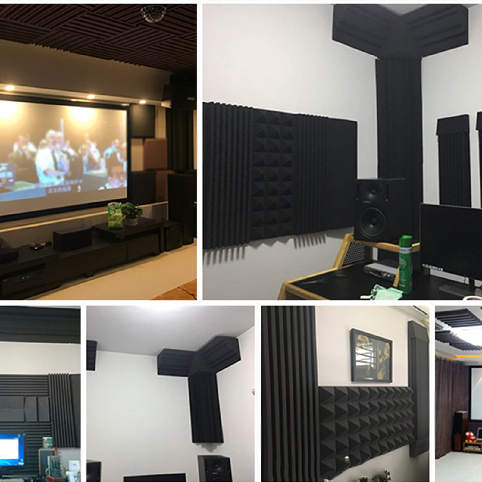 NEECS Cotone fonoassorbente ignifugo, Piastrelle in Schiuma da Studio ad Alta densità, Schiuma fonoassorbente con cancellazione del Rumore per Sala Cinema Sala Pianoforte (Grigio 30 * 30