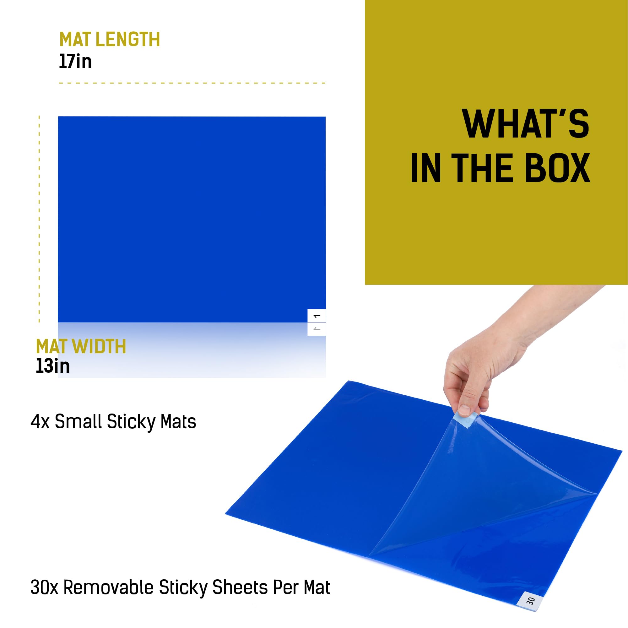 4-Pack Blue Sticky Mat 17x13 Construction Floor Mat 30 Peel-Off Sheets — Amazon image 3