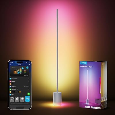 Govee Floor Lamp 2 with Matter, RGBIC, Warm Cool White LED, Alexa Compatible, 1725lm, Music Sync, Scene Modes, Smart Floor Lamp for Living Room, Bedroom, Black(1 Pack)
