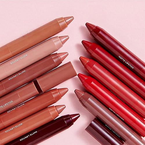 Miniatura 7 de Juego de lápices labiales de 3 colores de crayón mate de larga duración, barra de color suave y humedad, para colección de maquillaje, lápiz labial