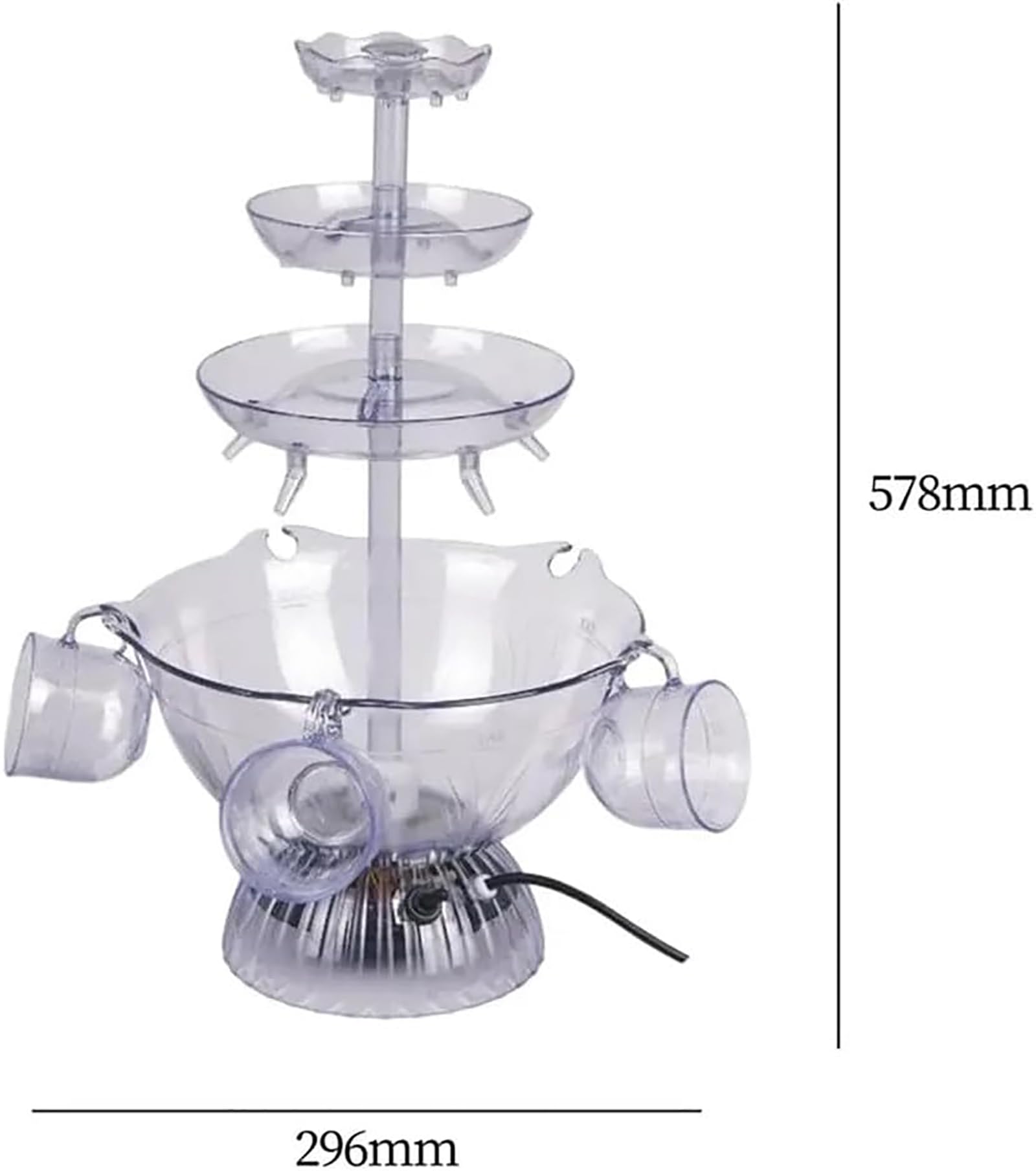Fuente de champán, fuente de bebidas eléctrica con base LED para bodas y fiestas