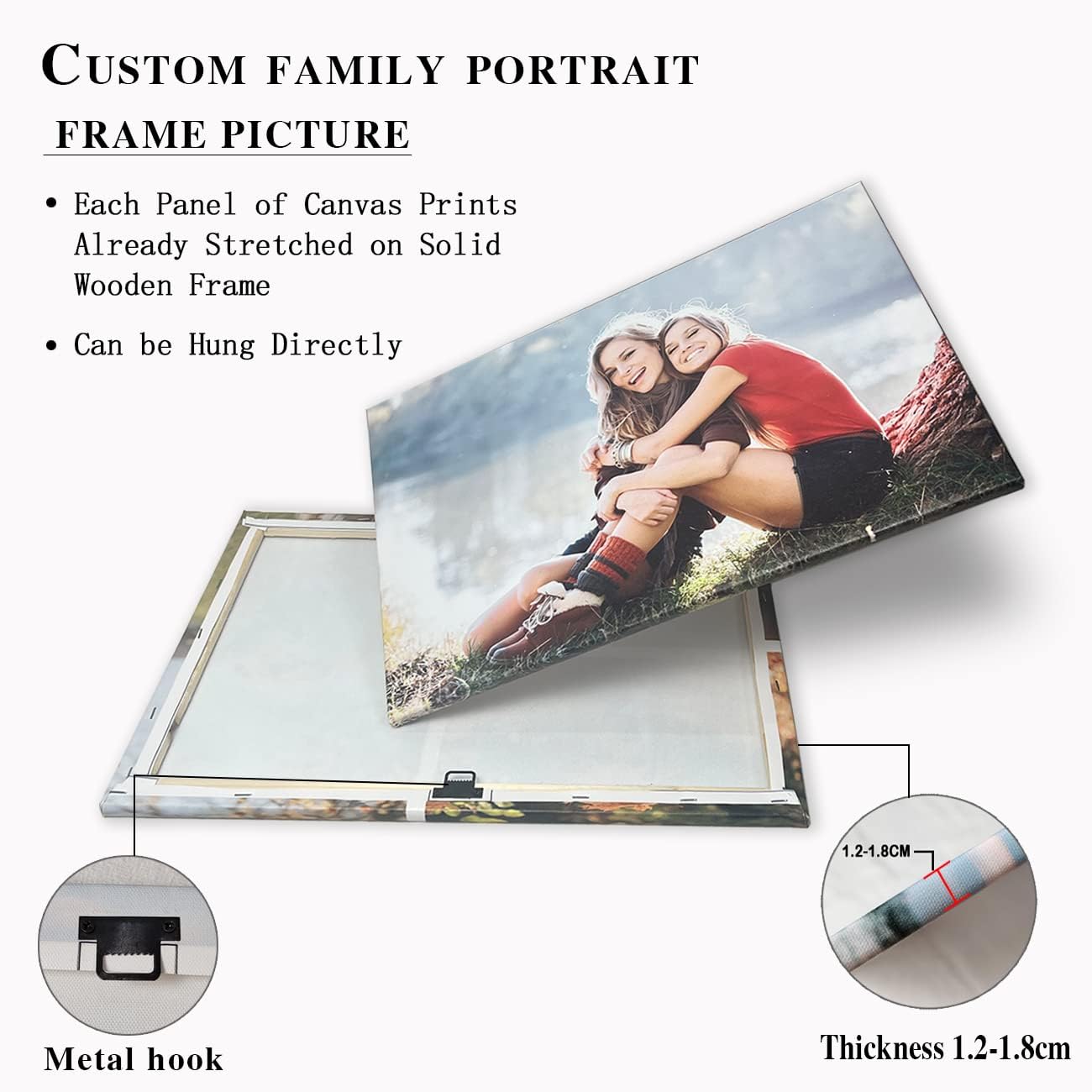 Custom Canvas Wall Art 8"x10" Personalized Print Your Photo on Canvas Customized Picture for Living Bedroom Room Family Portrait Picture Framed (8"x10"(20x25cm)) 8.00" x 10.00"