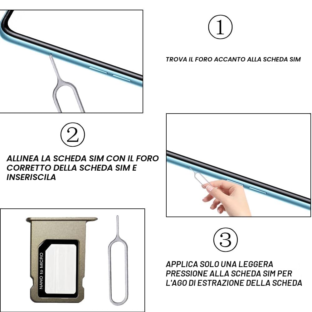 4 in 1 Adattatore per Scheda SIM, 3 Set Adattatore Sim Card, Kit Adattatore per Scheda SIM Appositamente Progettato, per Smartphone e Tablet Disponibile