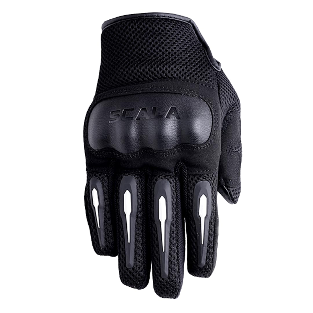 SCALA GEARS Universal Bike Riding Air Gloves High-Tech TPR Rubber Knuckle Protector, Polyester Fabric Summer Riding Black (Size,2XL)