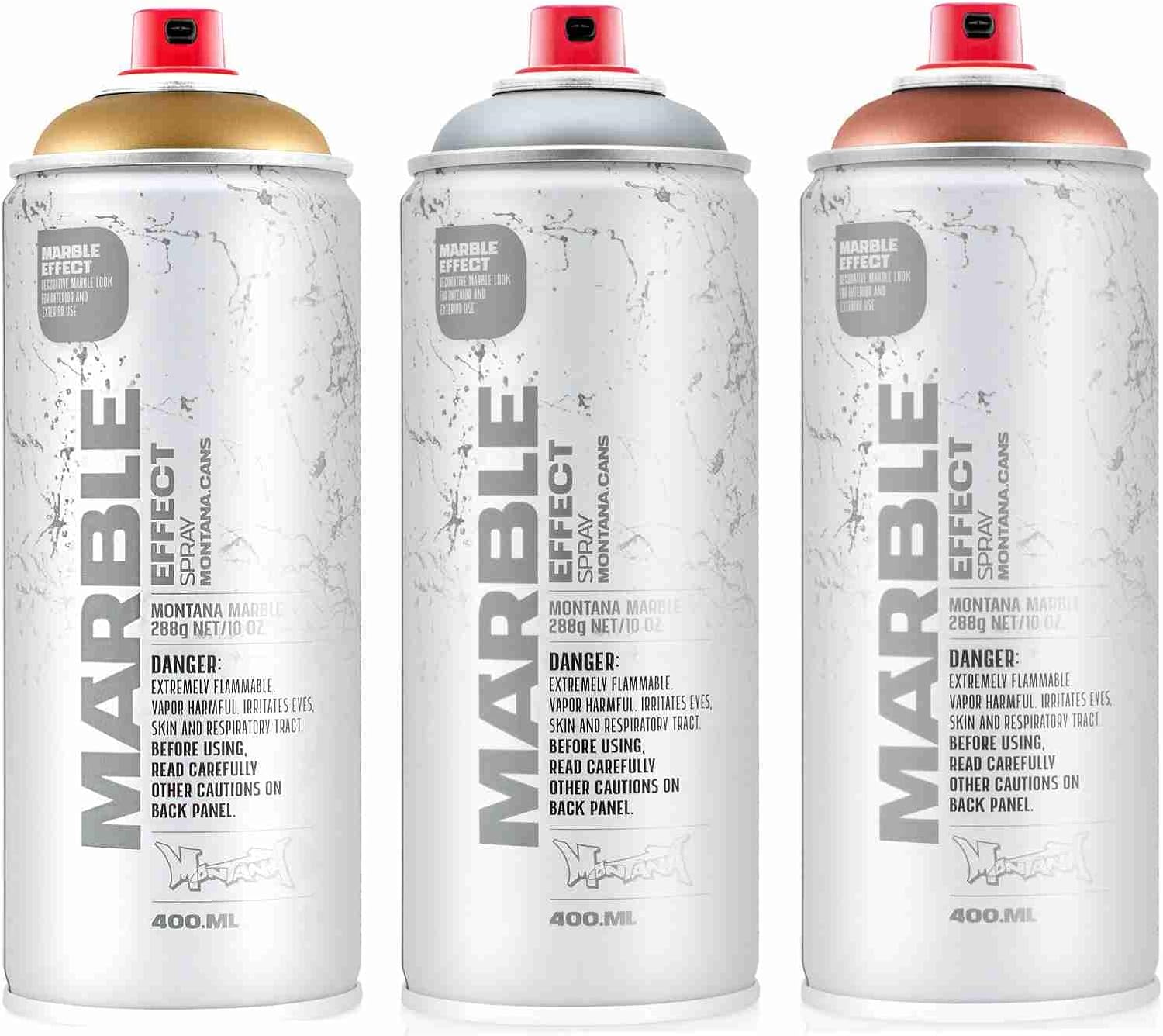 Montana Marmor Effekt Spray, Marble Effect, 3x400ml Sprühdosen Gold