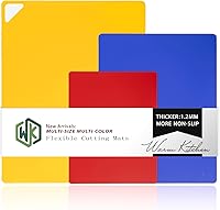 Vista 12 de WK Juego de 3 tapetes/tablas de cortar de plástico flexibles con labio, tabla de cortar plegable para cocina, tablas de cortar negras para carne