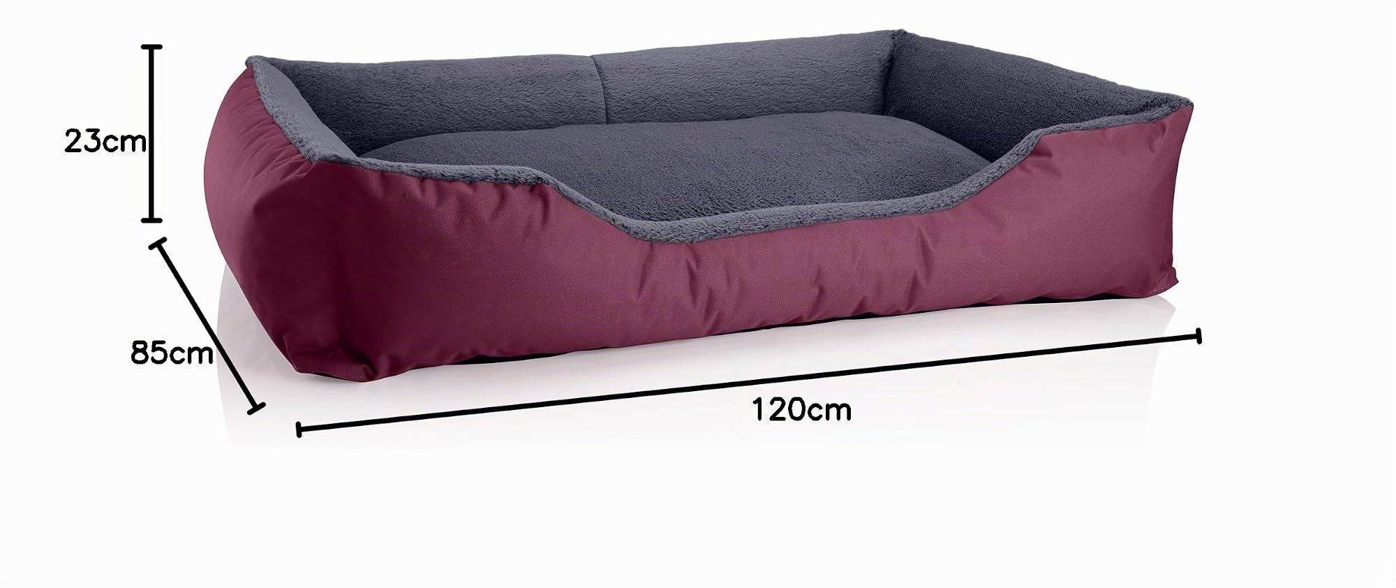 BedDog® Letto per Cane/Gatto Cuccia Teddy S Fino a XXXL, 14 Colori a Scelta, Cuscino per Cane, Divano per Cane, Cestino per Cane, Misura XXL, Bordeaux/Grigio