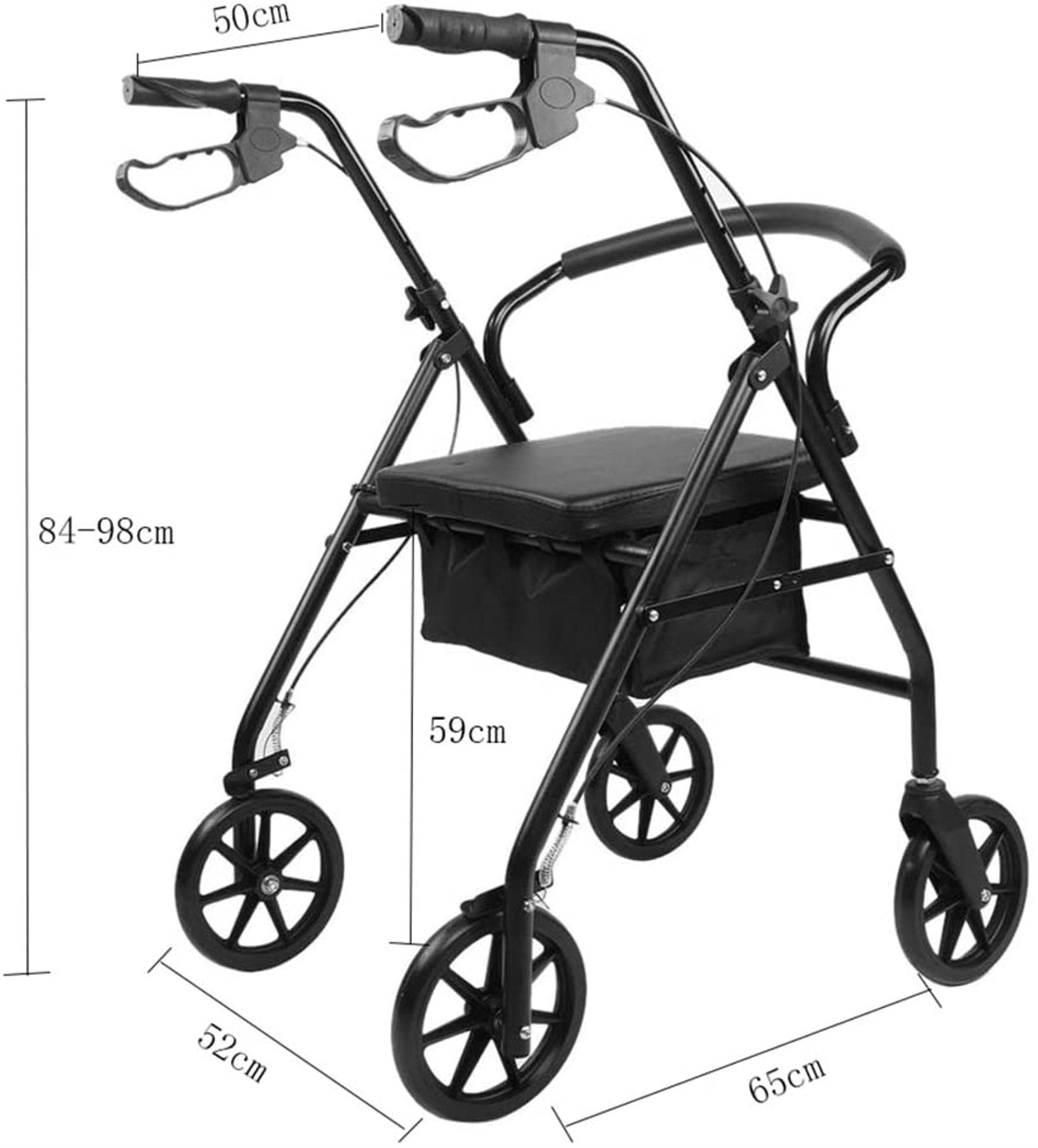 Sedia A Rotelle Pieghevole,Sedia A Rotelle Comoda per Il Trasporto Leggero,Deambulatore A Quattro Ruote,con Carrello della Spesa,Comodo E Regolabile,Adatto