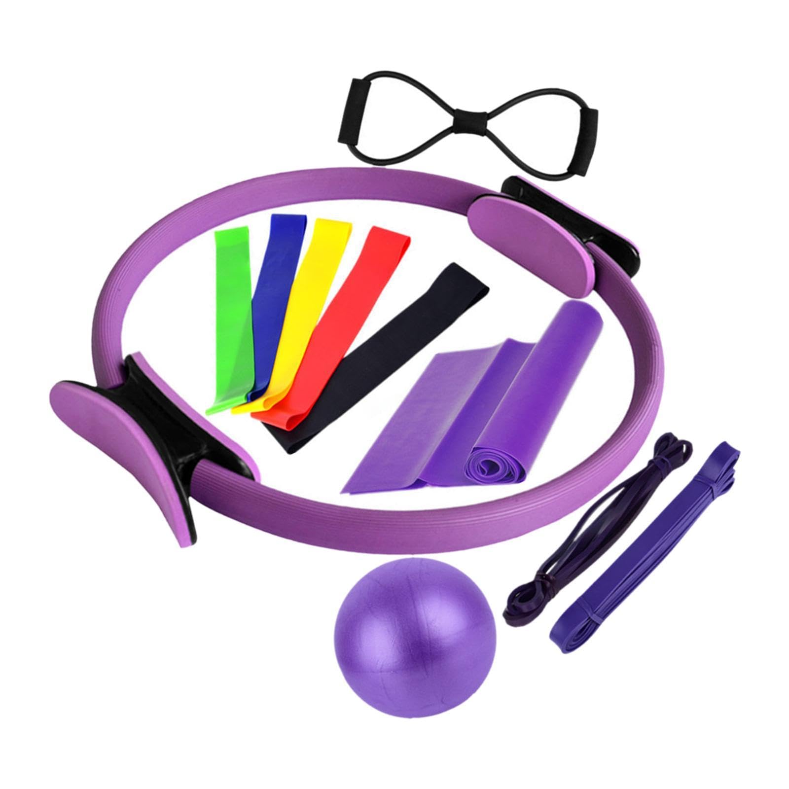 SECRET DESIRE Creations 11Pcs Pilates Ring Circle and Pilates Ball Set Workout Equipment for Pilates Purple-image-1