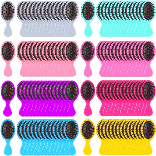 FoldTier 120 Pcs Mini Hair Brush Bulk for Women,8 Colors